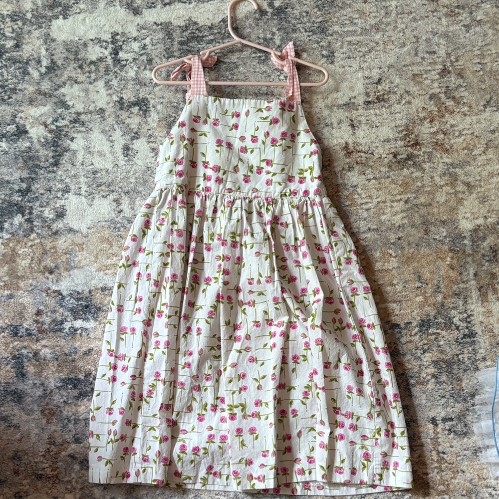 Floral Pink and White Kids Dress